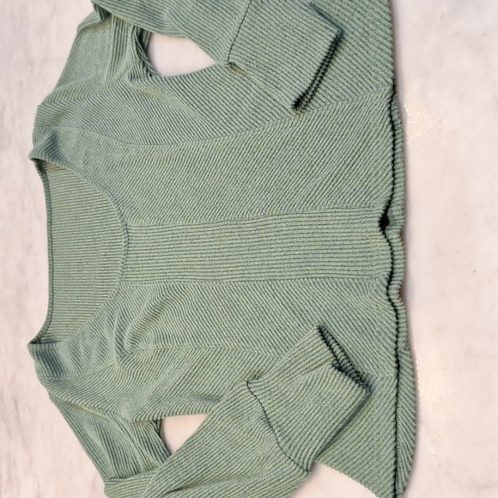 Moss‎ Green Sweater Shirt Size M/L Long Sleeve Wide Neck
